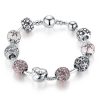 Fashion Silver Love and Flower Charm Bracelet