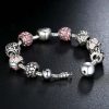 Fashion Silver Love and Flower Charm Bracelet - Image 2
