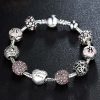Fashion Silver Love and Flower Charm Bracelet - Image 3